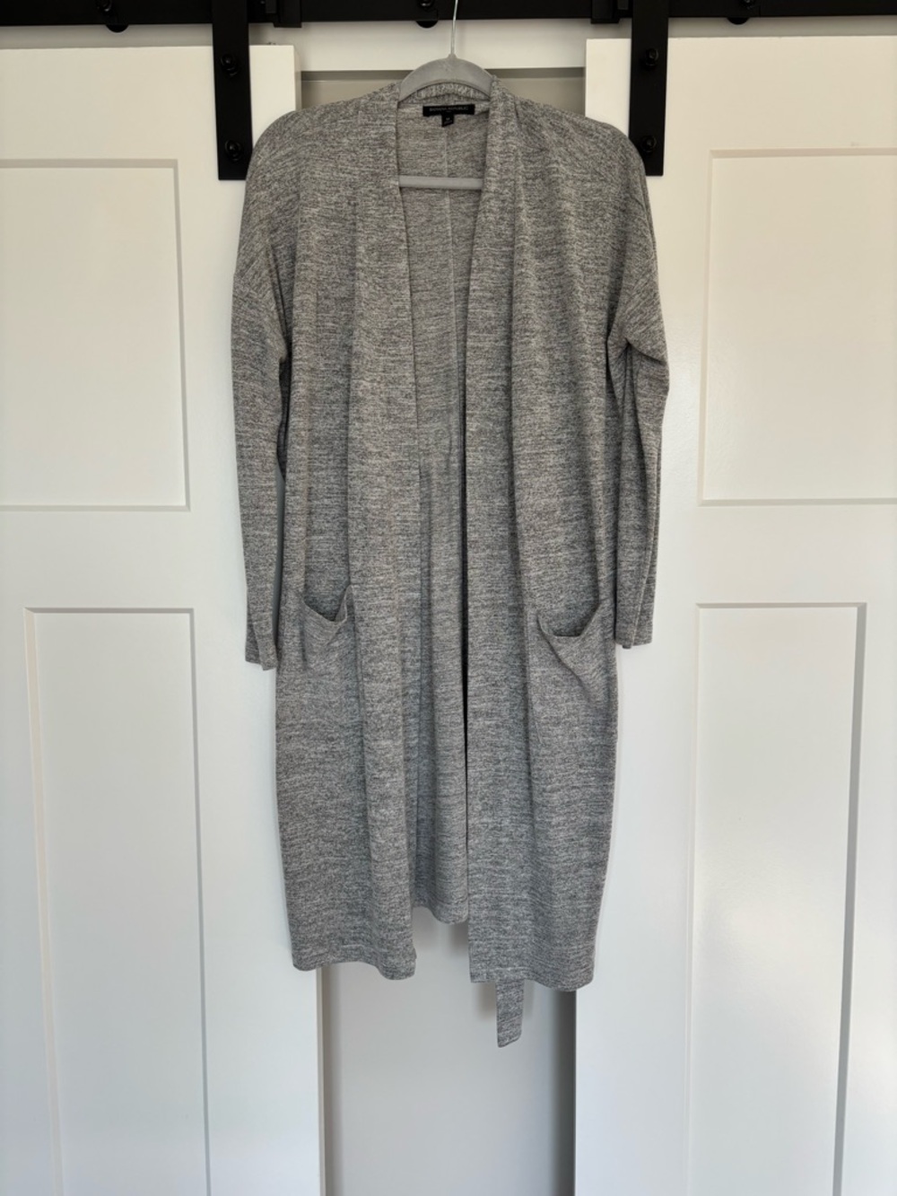 Banana Republic Heather Gray Open-Front Longline Cardigan